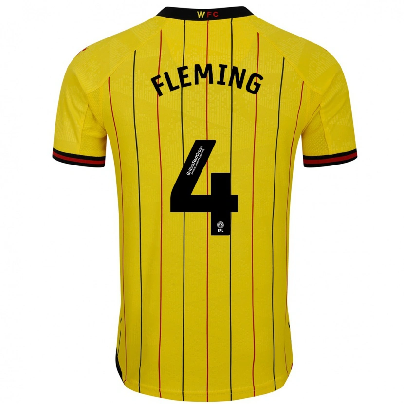 DanxenキッズCharlotte Fleming#4黄 黒ホームシャツ2024/25ジャージーユニフォーム