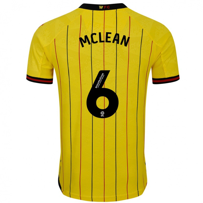 DanxenキッズSophie Mclean#6黄 黒ホームシャツ2024/25ジャージーユニフォーム