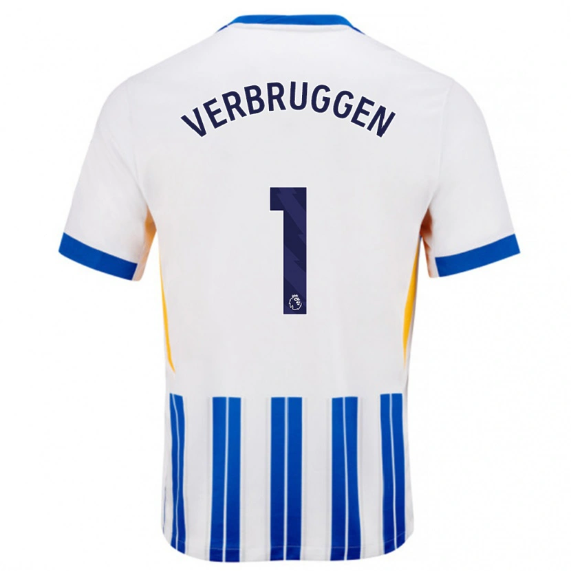 Danxenキッズバルト・フェルブルッヘン#1白青のピンストライプホームシャツ2024/25ジャージーユニフォーム