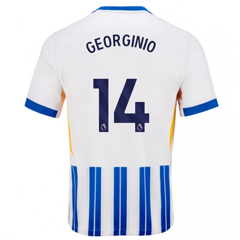 Danxenキッズジョルジニオ・ラター#14白青のピンストライプホームシャツ2024/25ジャージーユニフォーム