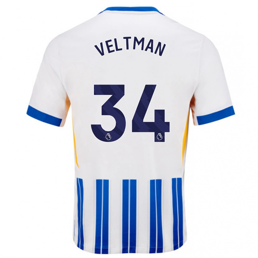 Danxenキッズジョエル・フェルトマン#34白青のピンストライプホームシャツ2024/25ジャージーユニフォーム