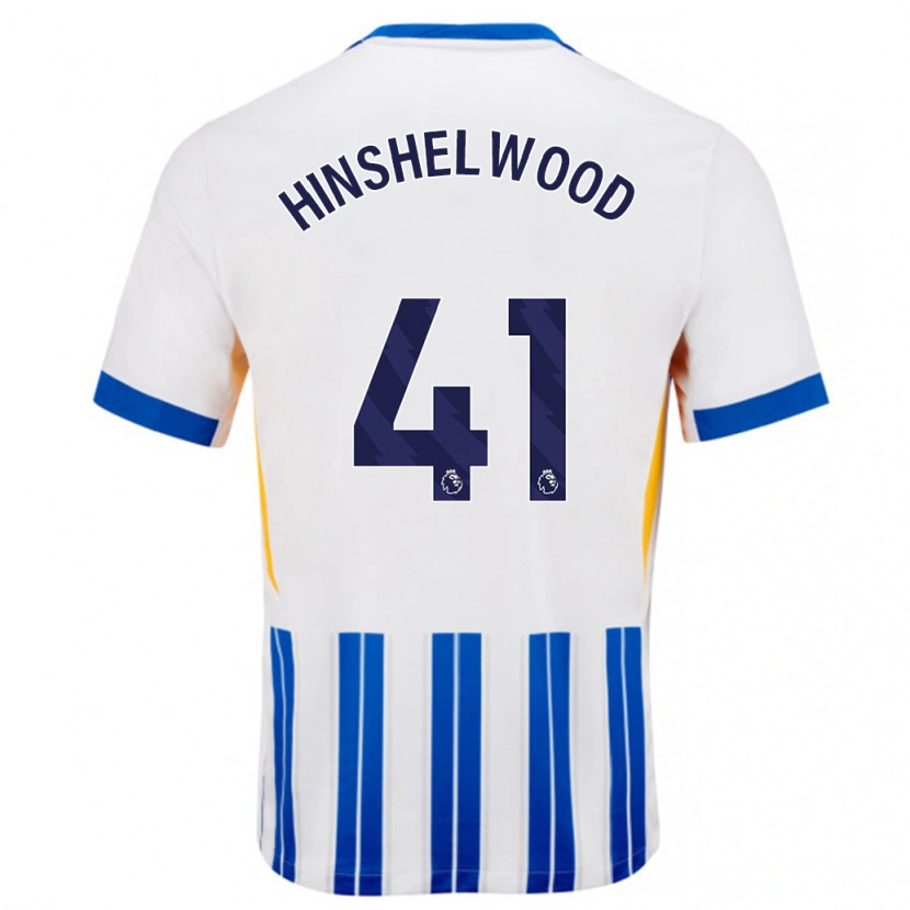 Danxenキッズジャック・ヒンシェルウッド#41白青のピンストライプホームシャツ2024/25ジャージーユニフォーム