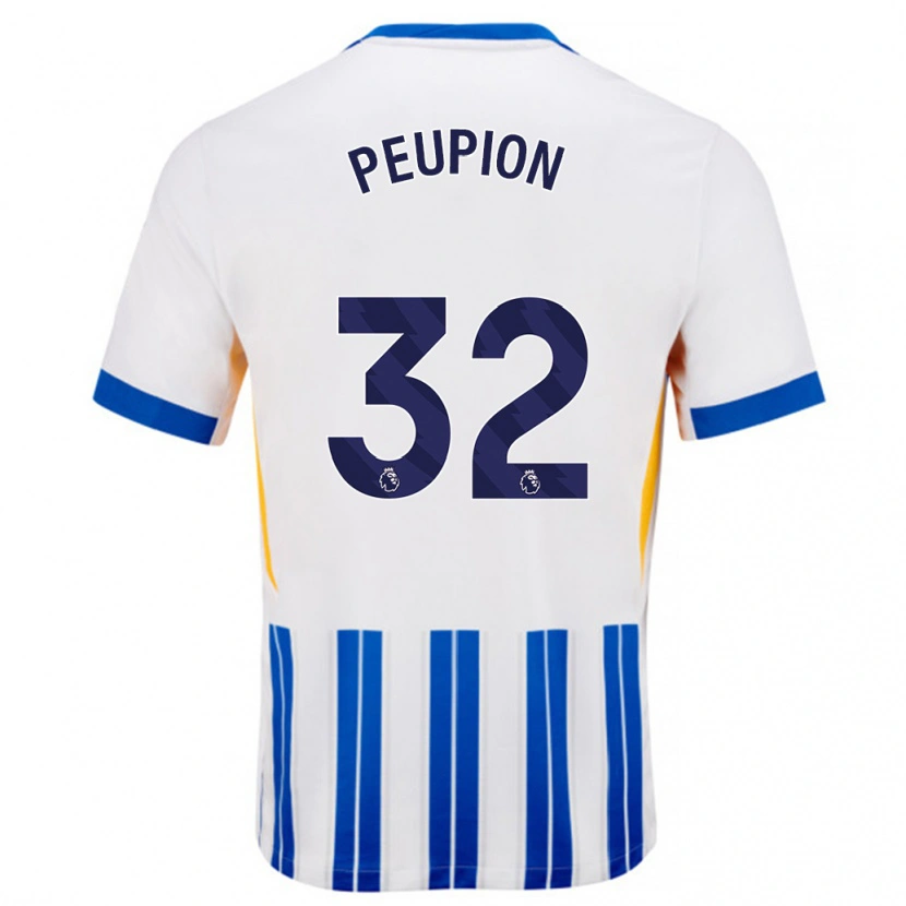 DanxenキッズCameron Peupion#32白青のピンストライプホームシャツ2024/25ジャージーユニフォーム