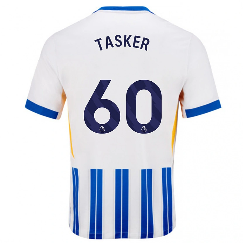 Danxenキッズチャーリー・タスカー#60白青のピンストライプホームシャツ2024/25ジャージーユニフォーム