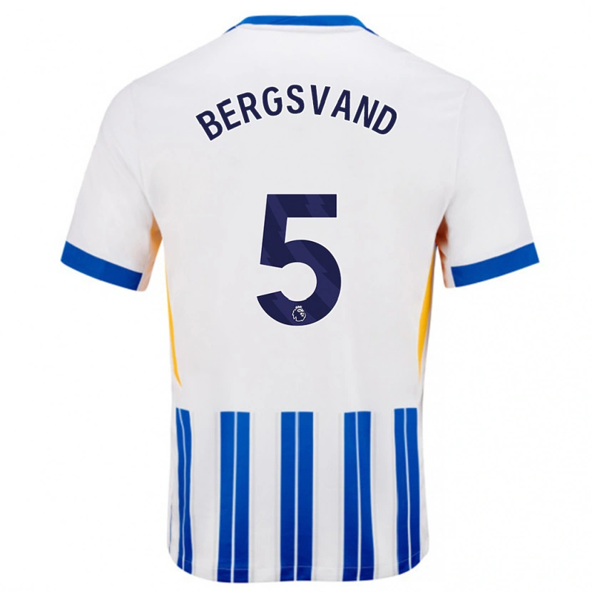 Danxenキッズグーロ・ベルグスヴァント#5白青のピンストライプホームシャツ2024/25ジャージーユニフォーム