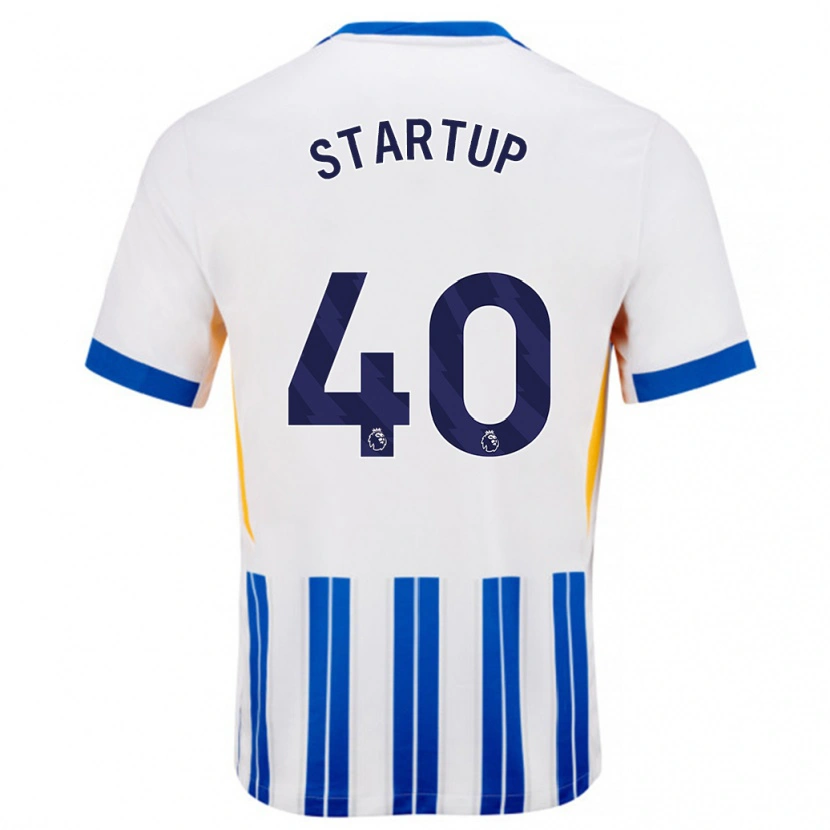 Danxenキッズケイティ・スタートアップ#40白青のピンストライプホームシャツ2024/25ジャージーユニフォーム