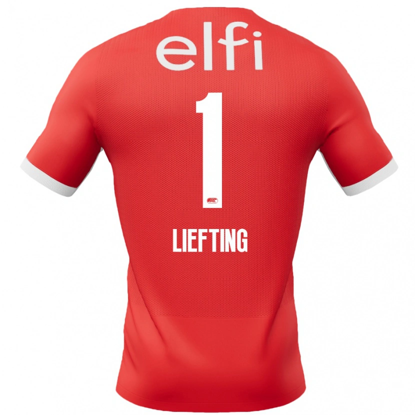 DanxenキッズFemke Liefting#1赤 白ホームシャツ2024/25ジャージーユニフォーム
