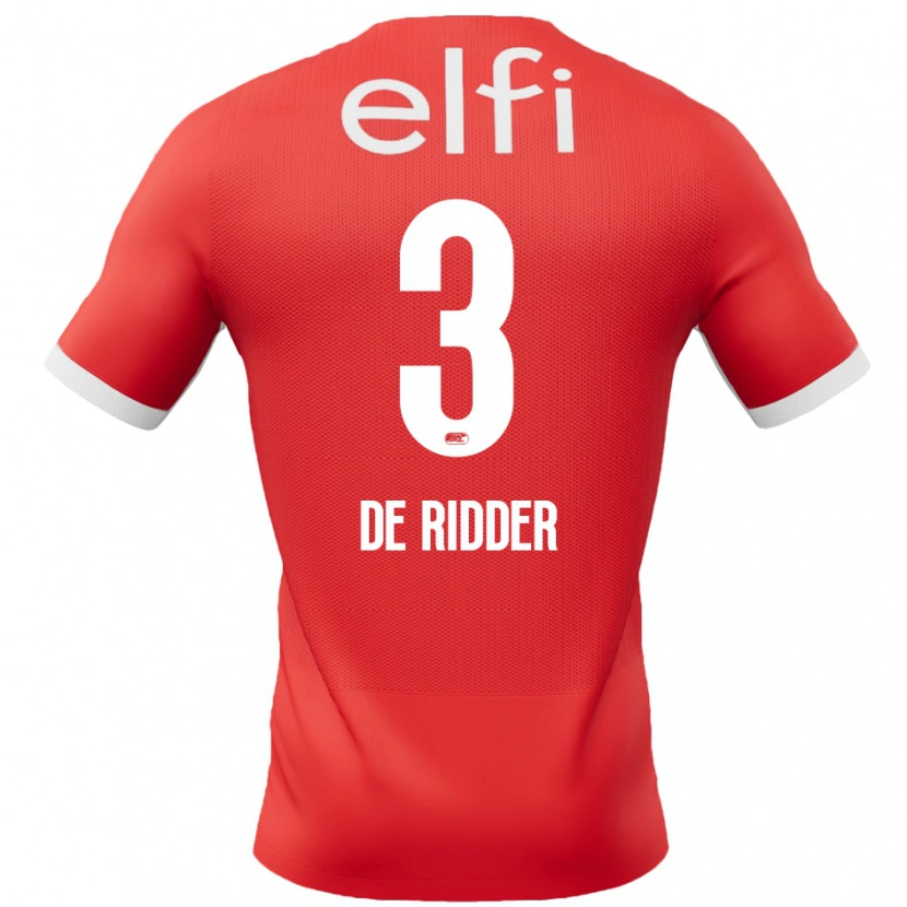 DanxenキッズDjoeke De Ridder#3赤 白ホームシャツ2024/25ジャージーユニフォーム