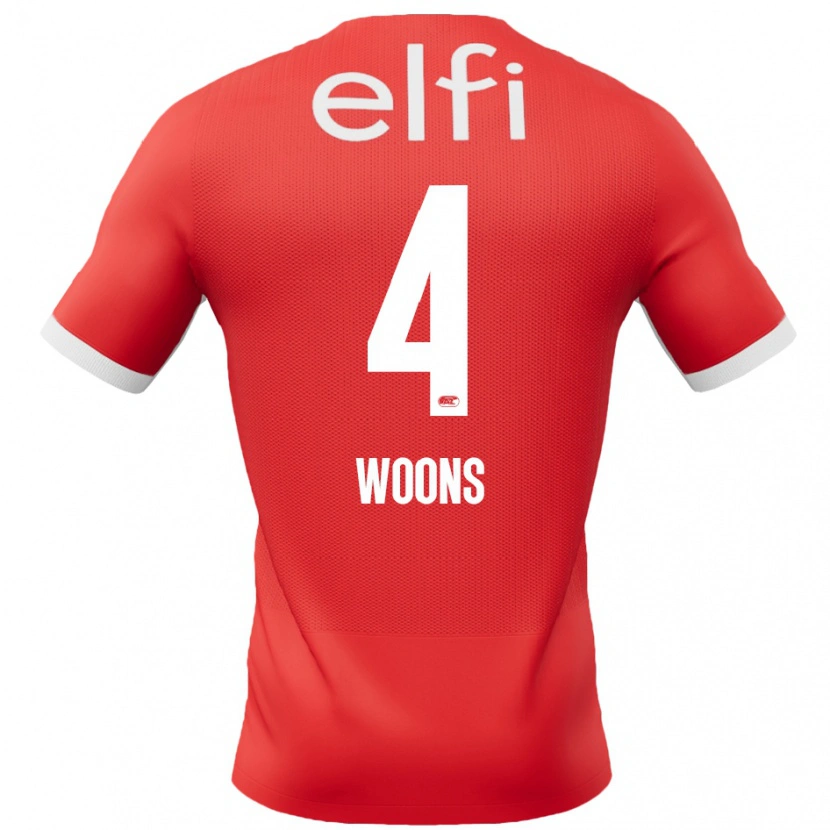 DanxenキッズKarlijn Woons#4赤 白ホームシャツ2024/25ジャージーユニフォーム