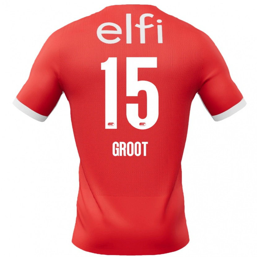 DanxenキッズPleun Groot#15赤 白ホームシャツ2024/25ジャージーユニフォーム