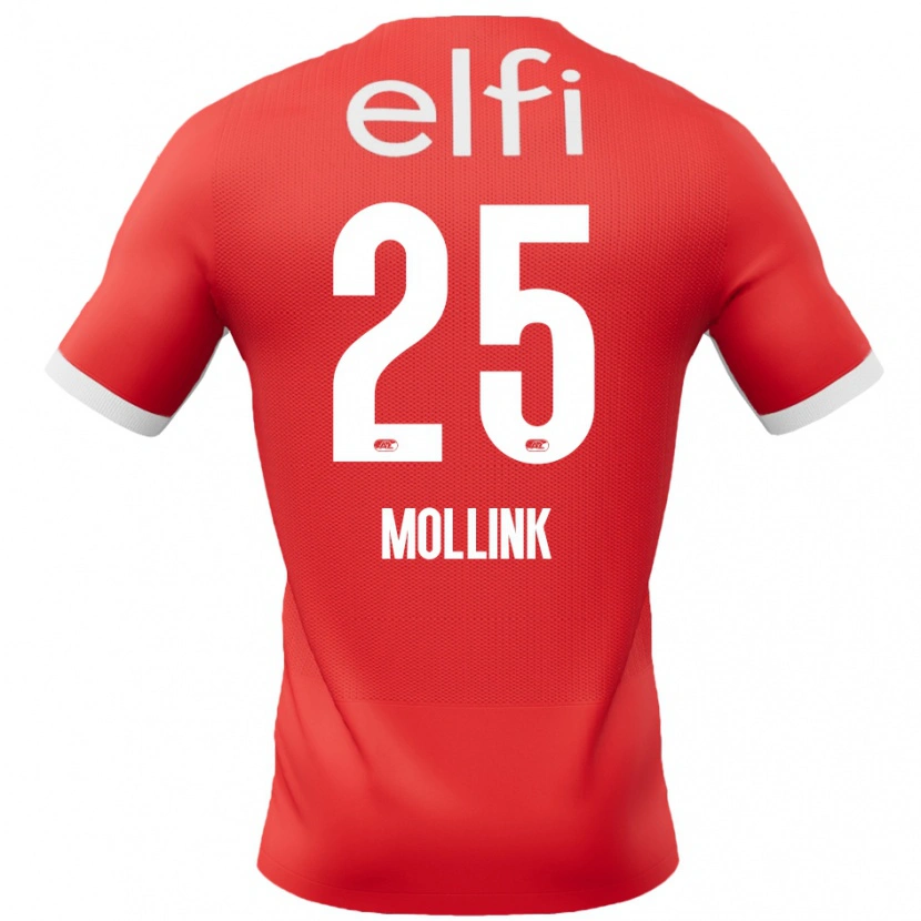 DanxenキッズYaël Mollink#25赤 白ホームシャツ2024/25ジャージーユニフォーム