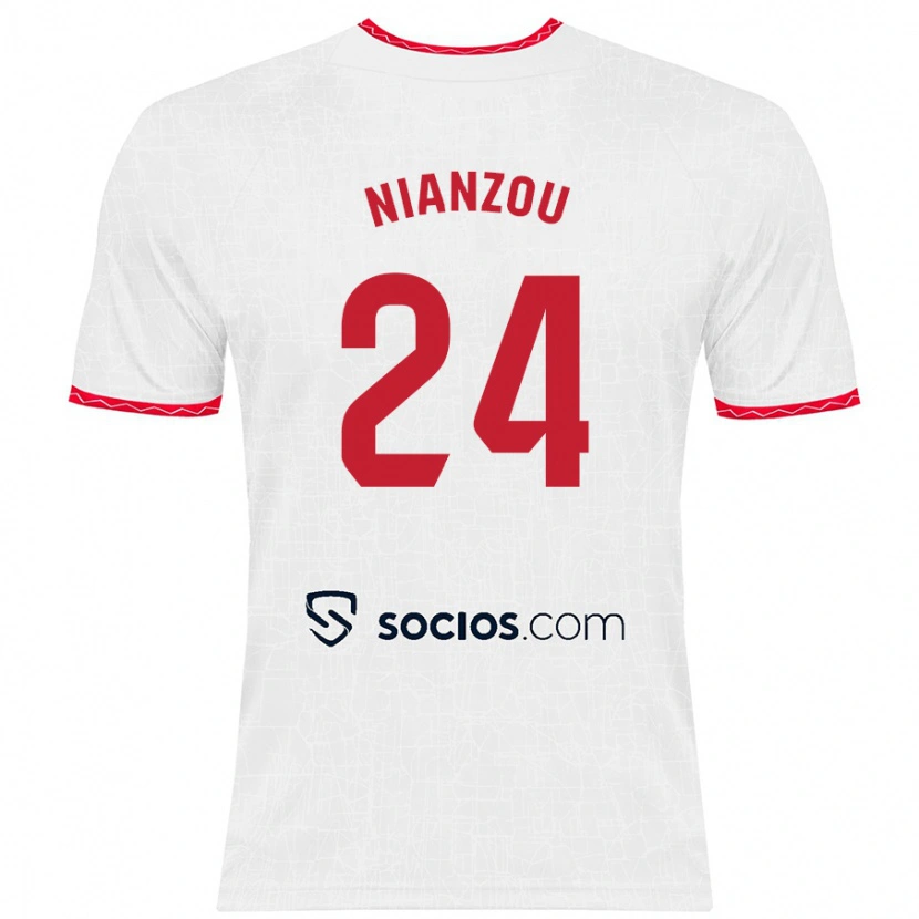 Danxenキッズニアンゾー・タンギー・クアッシ#24白 赤ホームシャツ2024/25ジャージーユニフォーム