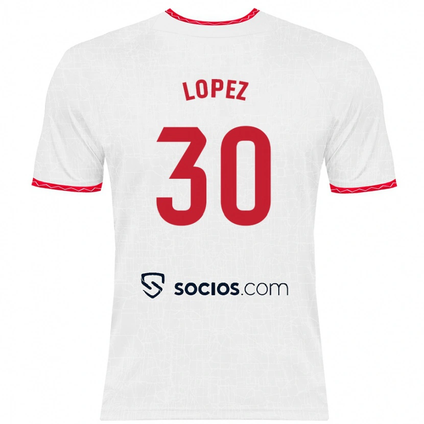 DanxenキッズAlba López#30白 赤ホームシャツ2024/25ジャージーユニフォーム