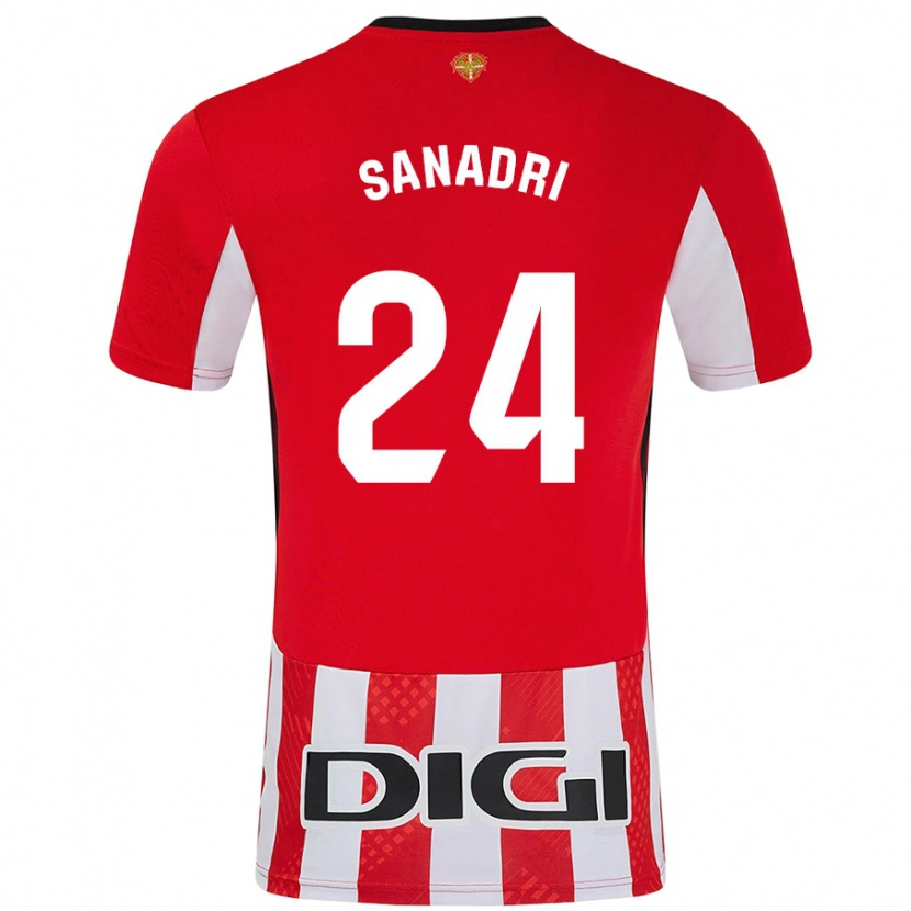 DanxenキッズSanadri#24赤 白ホームシャツ2024/25ジャージーユニフォーム