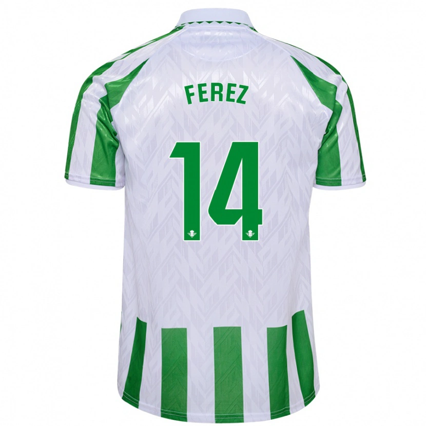 DanxenキッズCarolina Férez#14緑と白のストライプホームシャツ2024/25ジャージーユニフォーム
