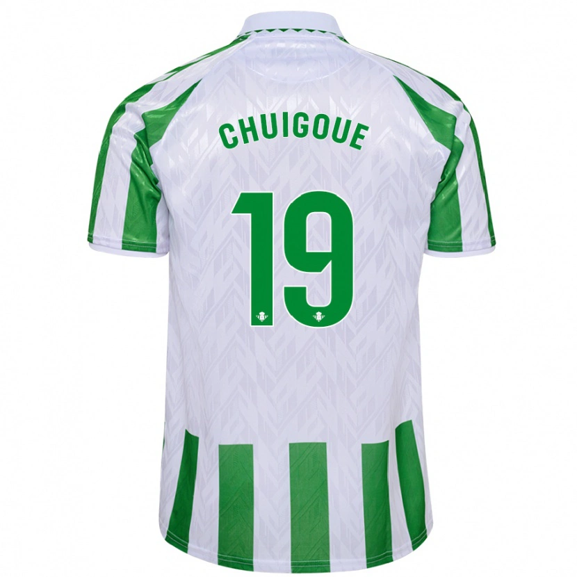 DanxenキッズDorine Chuigoué#19緑と白のストライプホームシャツ2024/25ジャージーユニフォーム