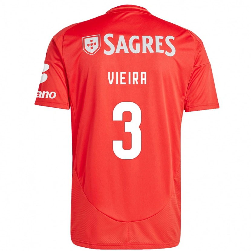 DanxenキッズMiguel Vieira#3赤 白ホームシャツ2024/25ジャージーユニフォーム