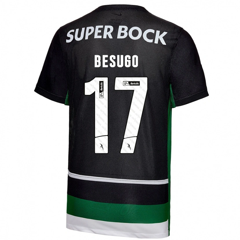DanxenキッズNeuza Besugo#17黒 白 緑ホームシャツ2024/25ジャージーユニフォーム