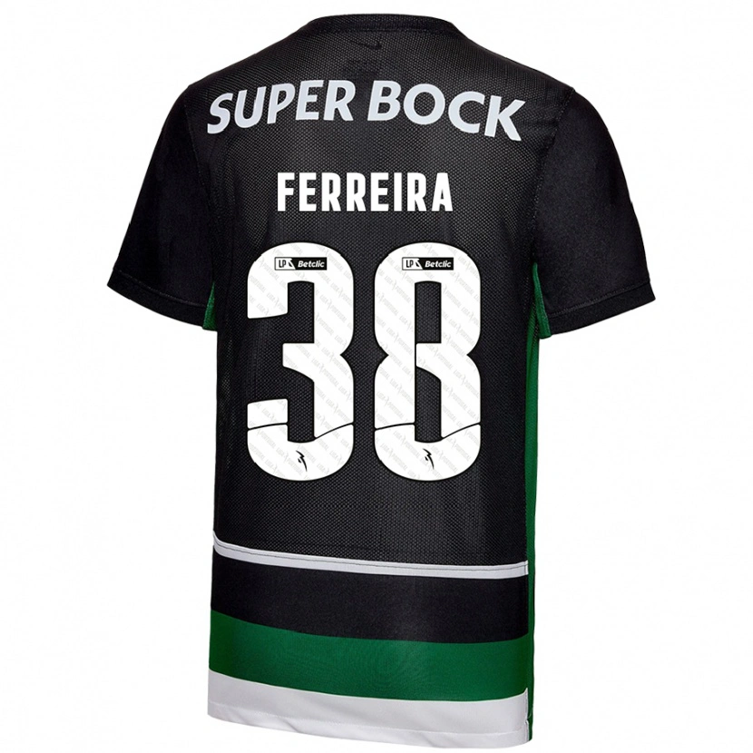 DanxenキッズMarta Ferreira#38黒 白 緑ホームシャツ2024/25ジャージーユニフォーム