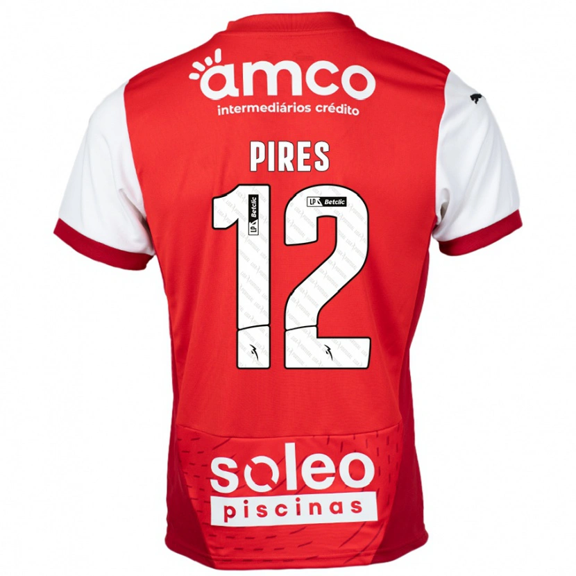 DanxenキッズHugo Pires#12赤 白ホームシャツ2024/25ジャージーユニフォーム