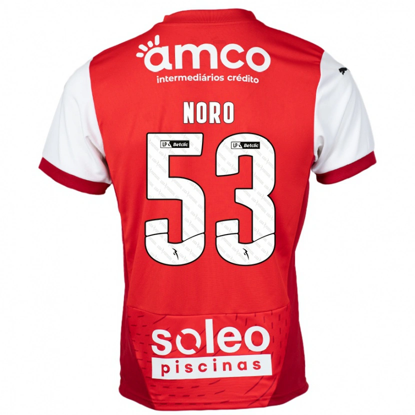 DanxenキッズJonatás Noro#53赤 白ホームシャツ2024/25ジャージーユニフォーム