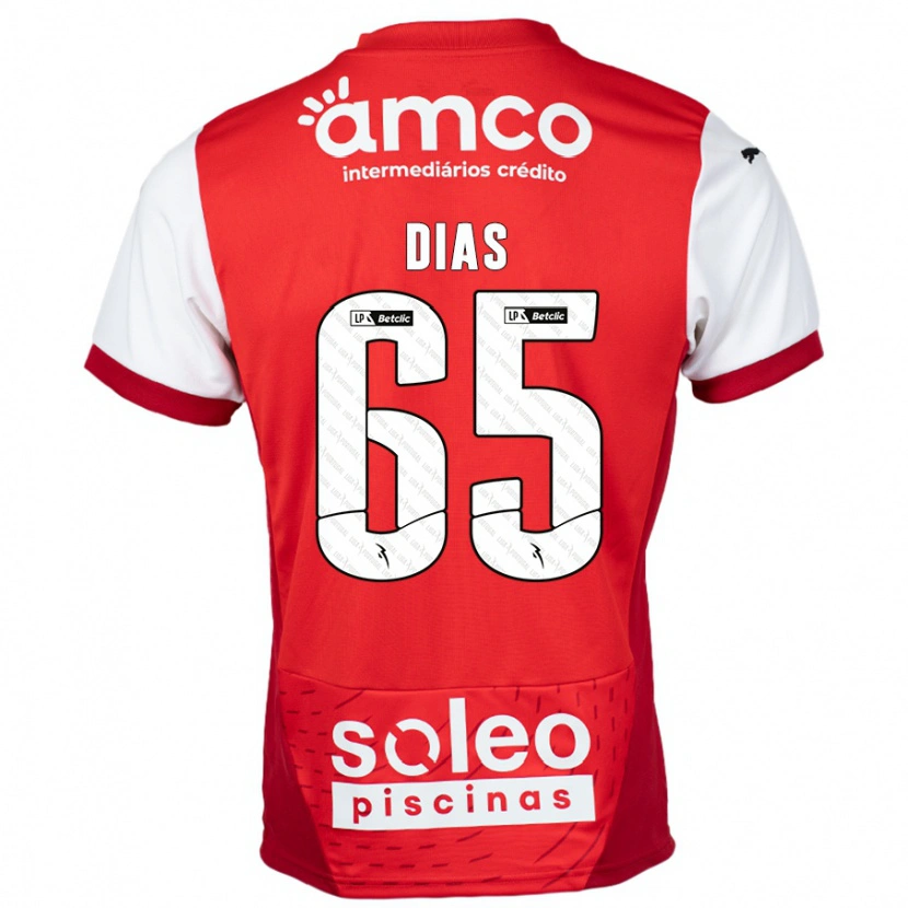 DanxenキッズLeandro Dias#65赤 白ホームシャツ2024/25ジャージーユニフォーム