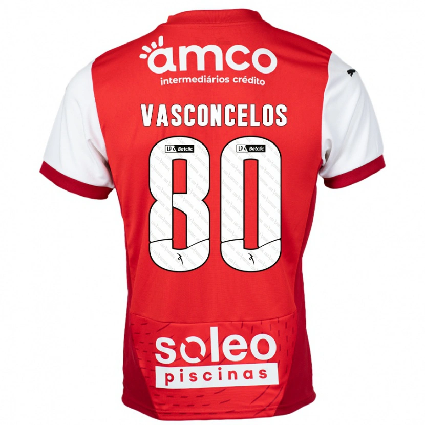 DanxenキッズVasconcelos#80赤 白ホームシャツ2024/25ジャージーユニフォーム