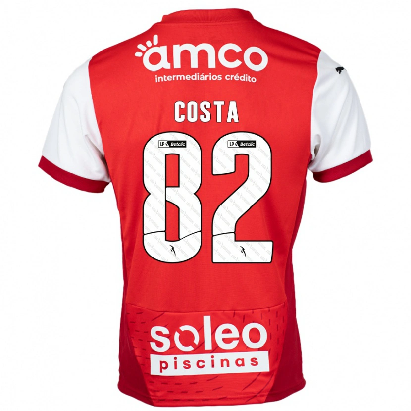 DanxenキッズGui Costa#82赤 白ホームシャツ2024/25ジャージーユニフォーム