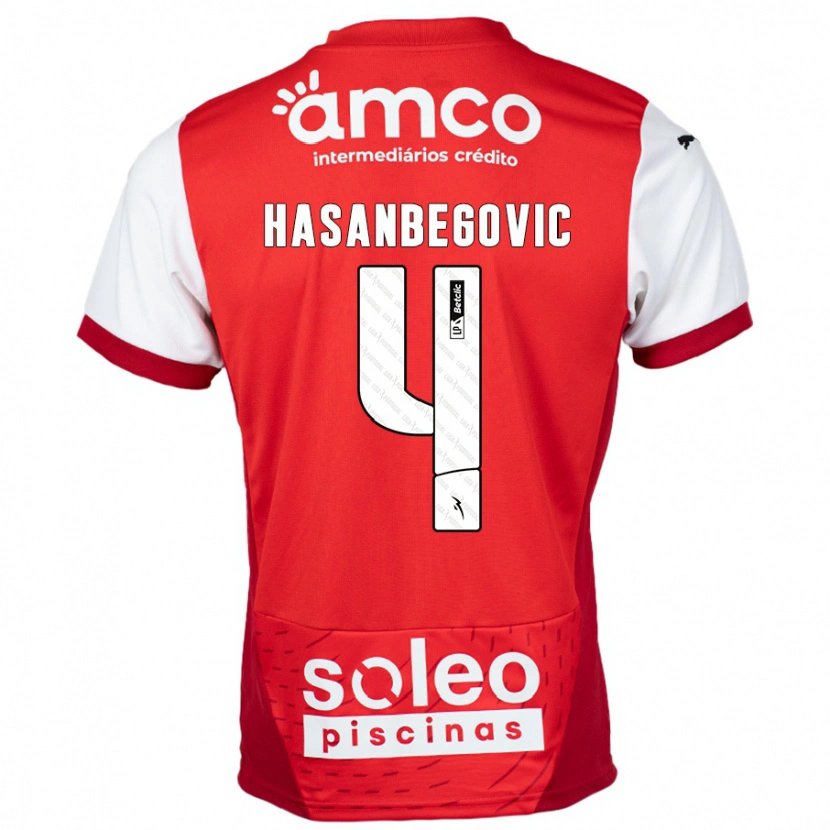 DanxenキッズMelisa Hasanbegović#4赤 白ホームシャツ2024/25ジャージーユニフォーム