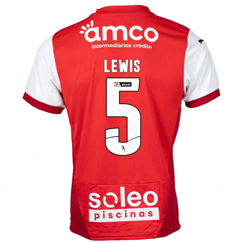DanxenキッズLeah Lewis#5赤 白ホームシャツ2024/25ジャージーユニフォーム