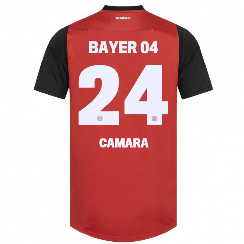 DanxenキッズNourdine Camara#24赤黒ホームシャツ2024/25ジャージーユニフォーム