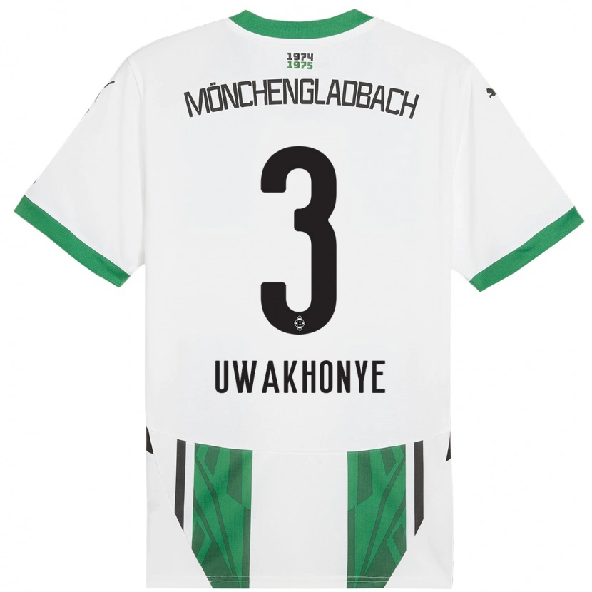 Danxenキッズジョシュア・ウワコーン#3白緑ホームシャツ2024/25ジャージーユニフォーム