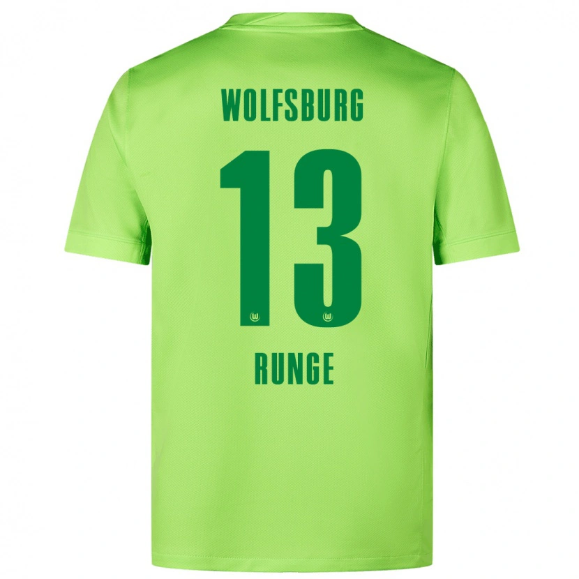 DanxenキッズMads Runge#13蛍光グリーンホームシャツ2024/25ジャージーユニフォーム