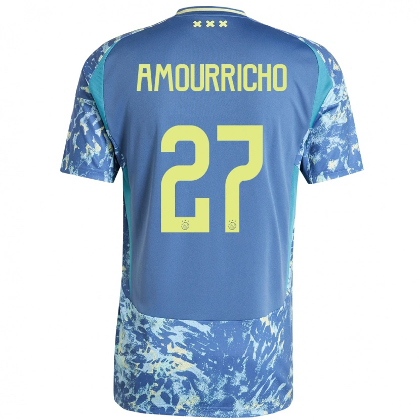 Danxenキッズアモリーショ・ヴァン・アクセル・ドンゲン#27灰青黄アウェイシャツ2024/25ジャージーユニフォーム
