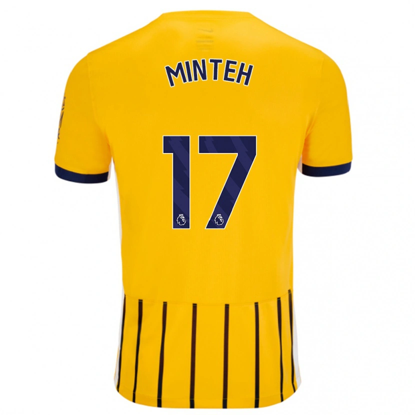 Danxenキッズヤンクバ・ミンテ#17金と青のピンストライプアウェイシャツ2024/25ジャージーユニフォーム