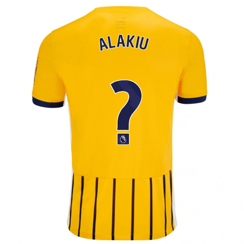 DanxenキッズIsaiah Alakiu#0金と青のピンストライプアウェイシャツ2024/25ジャージーユニフォーム