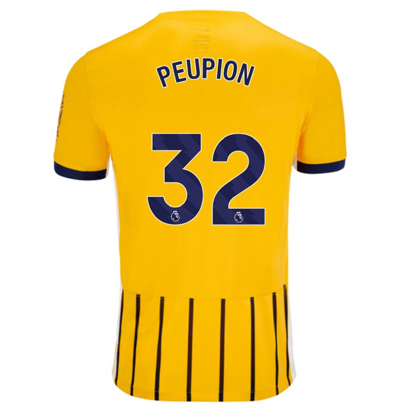 DanxenキッズCameron Peupion#32金と青のピンストライプアウェイシャツ2024/25ジャージーユニフォーム