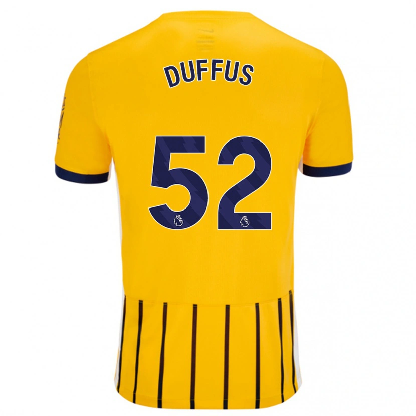 Danxenキッズジョシュア・ダファス#52金と青のピンストライプアウェイシャツ2024/25ジャージーユニフォーム