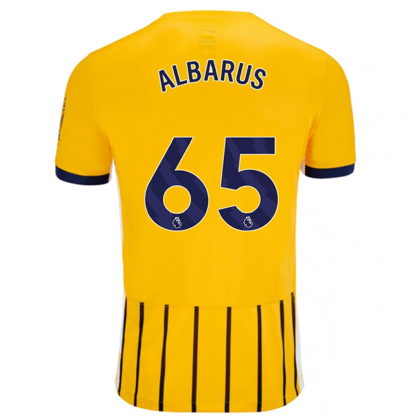 Danxenキッズゼーン・アルバラス#65金と青のピンストライプアウェイシャツ2024/25ジャージーユニフォーム