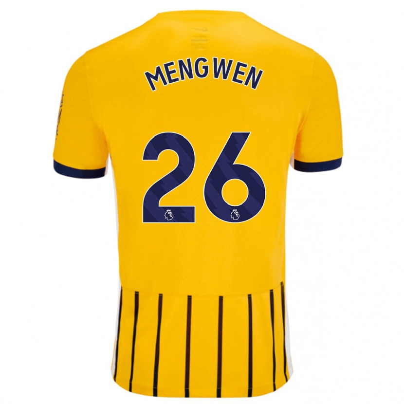 Danxenキッズリー・メンウェン#26金と青のピンストライプアウェイシャツ2024/25ジャージーユニフォーム