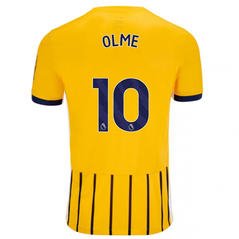 Danxenキッズジュリア・ジジョッティ・オルメ#10金と青のピンストライプアウェイシャツ2024/25ジャージーユニフォーム