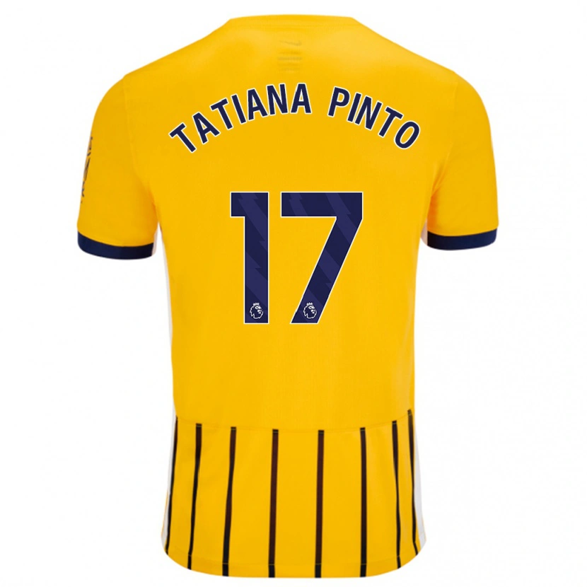 Danxenキッズタチアナ・ピント#17金と青のピンストライプアウェイシャツ2024/25ジャージーユニフォーム