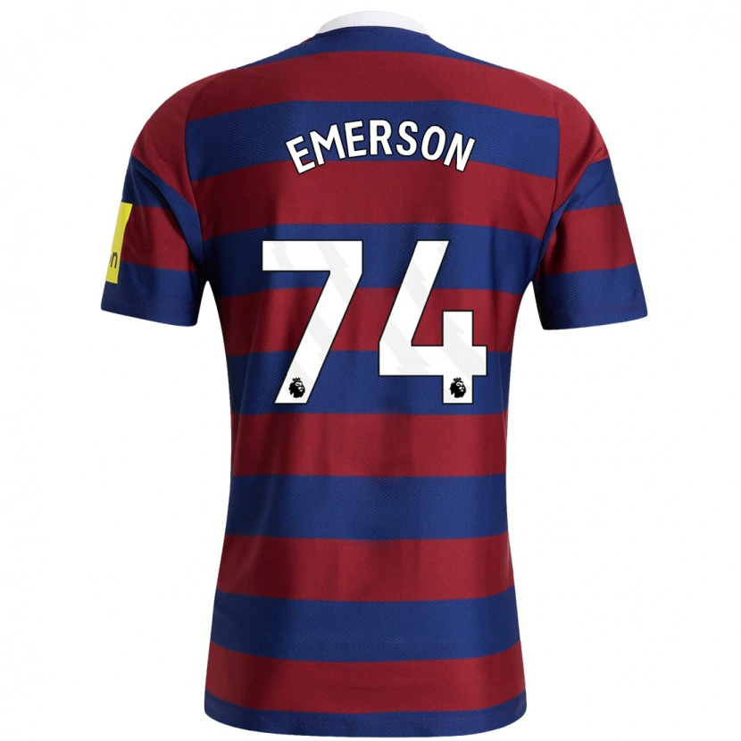 Danxenキッズジョニー・エマーソン#74バーガンディ ネイビーブルーアウェイシャツ2024/25ジャージーユニフォーム