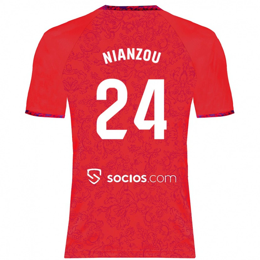 Danxenキッズニアンゾー・タンギー・クアッシ#24赤アウェイシャツ2024/25ジャージーユニフォーム