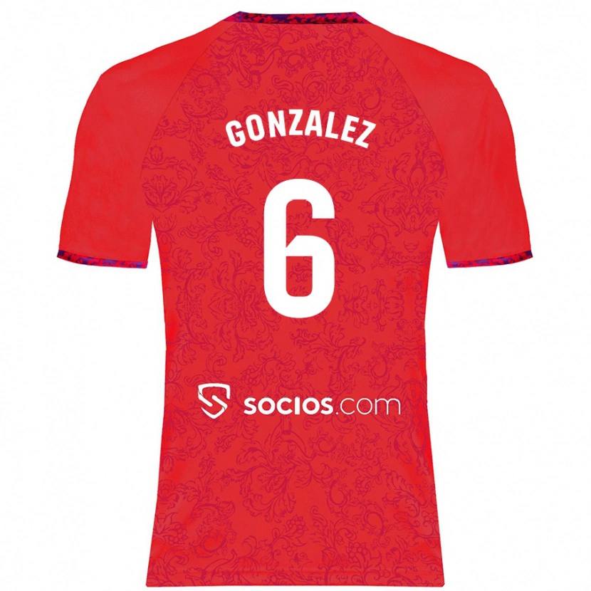 DanxenキッズPamela González#6赤アウェイシャツ2024/25ジャージーユニフォーム