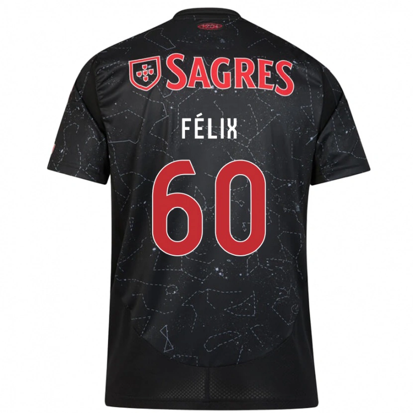 Danxenキッズヌーノ・フェリックス#60黒 赤アウェイシャツ2024/25ジャージーユニフォーム