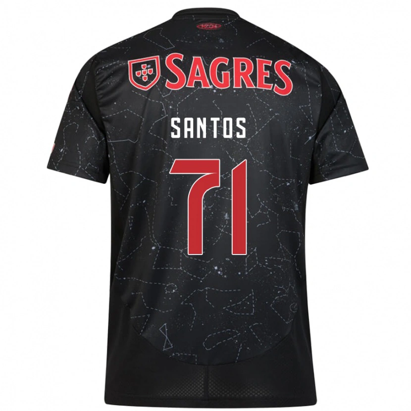 DanxenキッズLeandro Santos#71黒 赤アウェイシャツ2024/25ジャージーユニフォーム