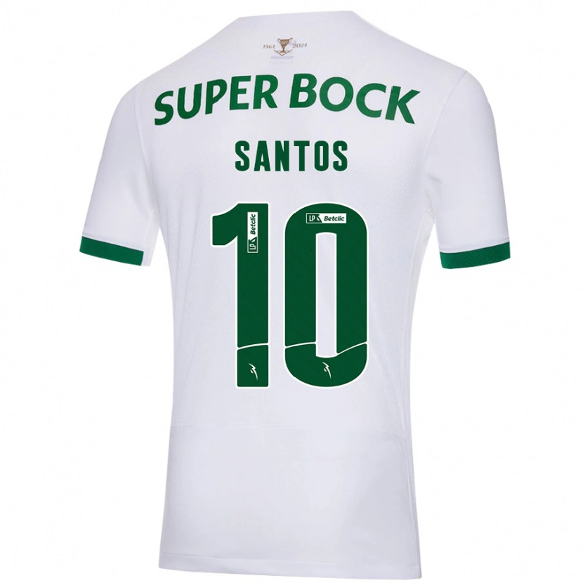 Danxenキッズギレルメ・オリベイラ・サントス#10白緑アウェイシャツ2024/25ジャージーユニフォーム