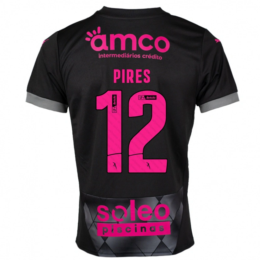 DanxenキッズHugo Pires#12ブラック ピンクアウェイシャツ2024/25ジャージーユニフォーム