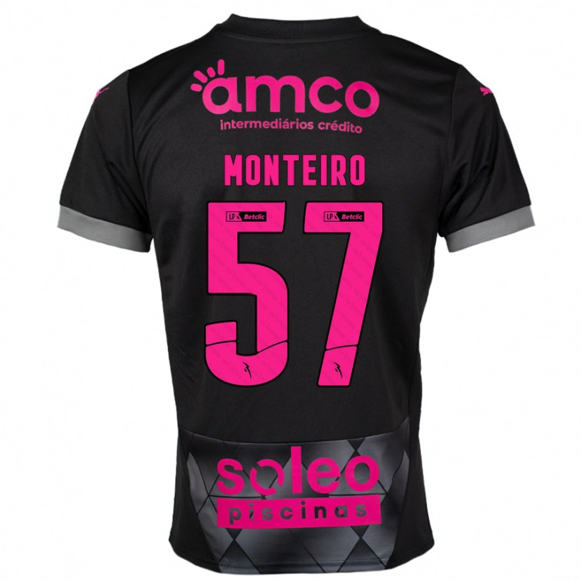 DanxenキッズJordan Monteiro#57ブラック ピンクアウェイシャツ2024/25ジャージーユニフォーム